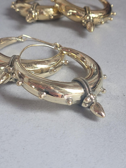 Brass chunky lightweight hoops / Big hoops / Large earrings / Gypsy / Bohemian / Boho / Ethnic hoops / Tribal / Minimal