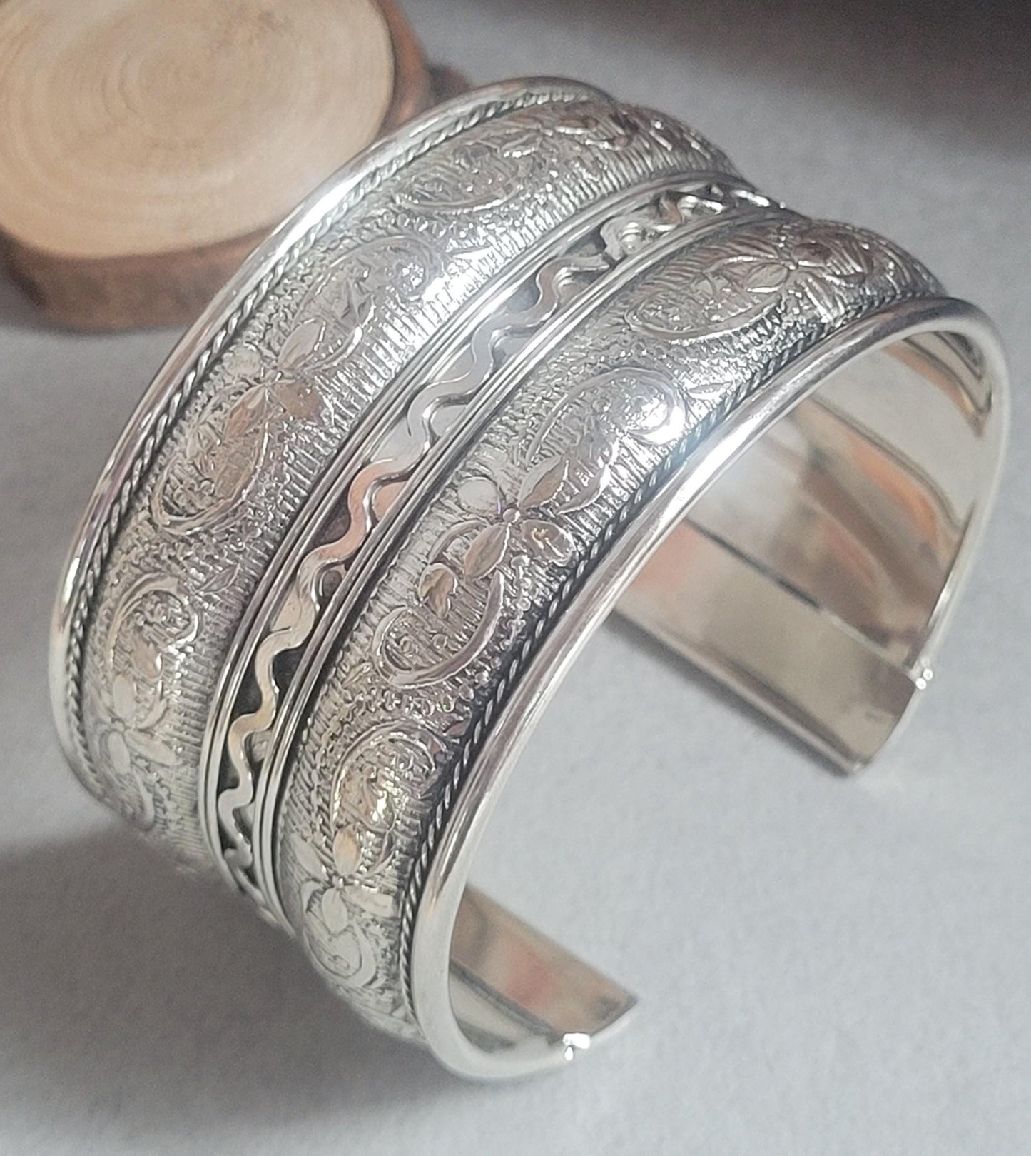 Silver plated Cuff bracelet / Bangle jewelry / Gift idea