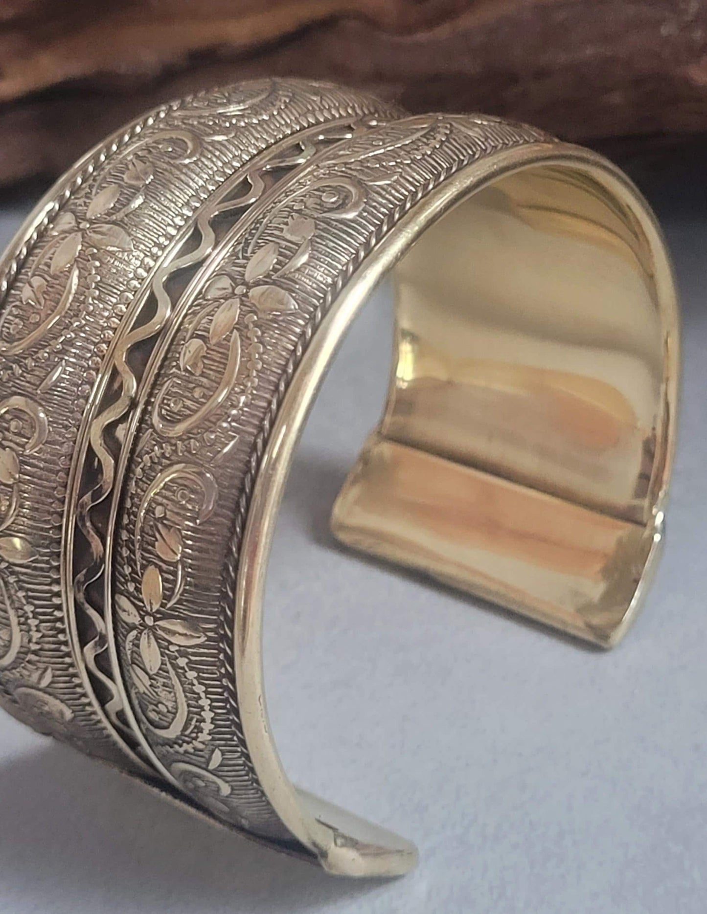 Brass Cuff bracelet / Bangle jewelry / Gift idea / Nature-inspired