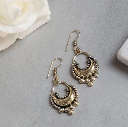 Dangle brass golden Earrings / Gift for her