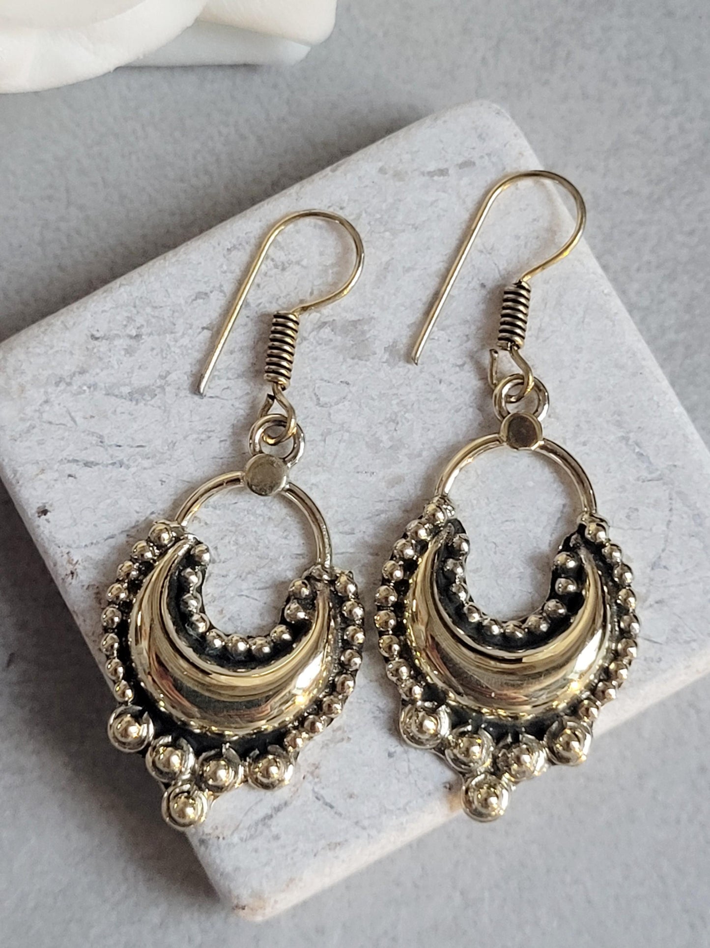 Dangle brass golden Earrings / Gift for her