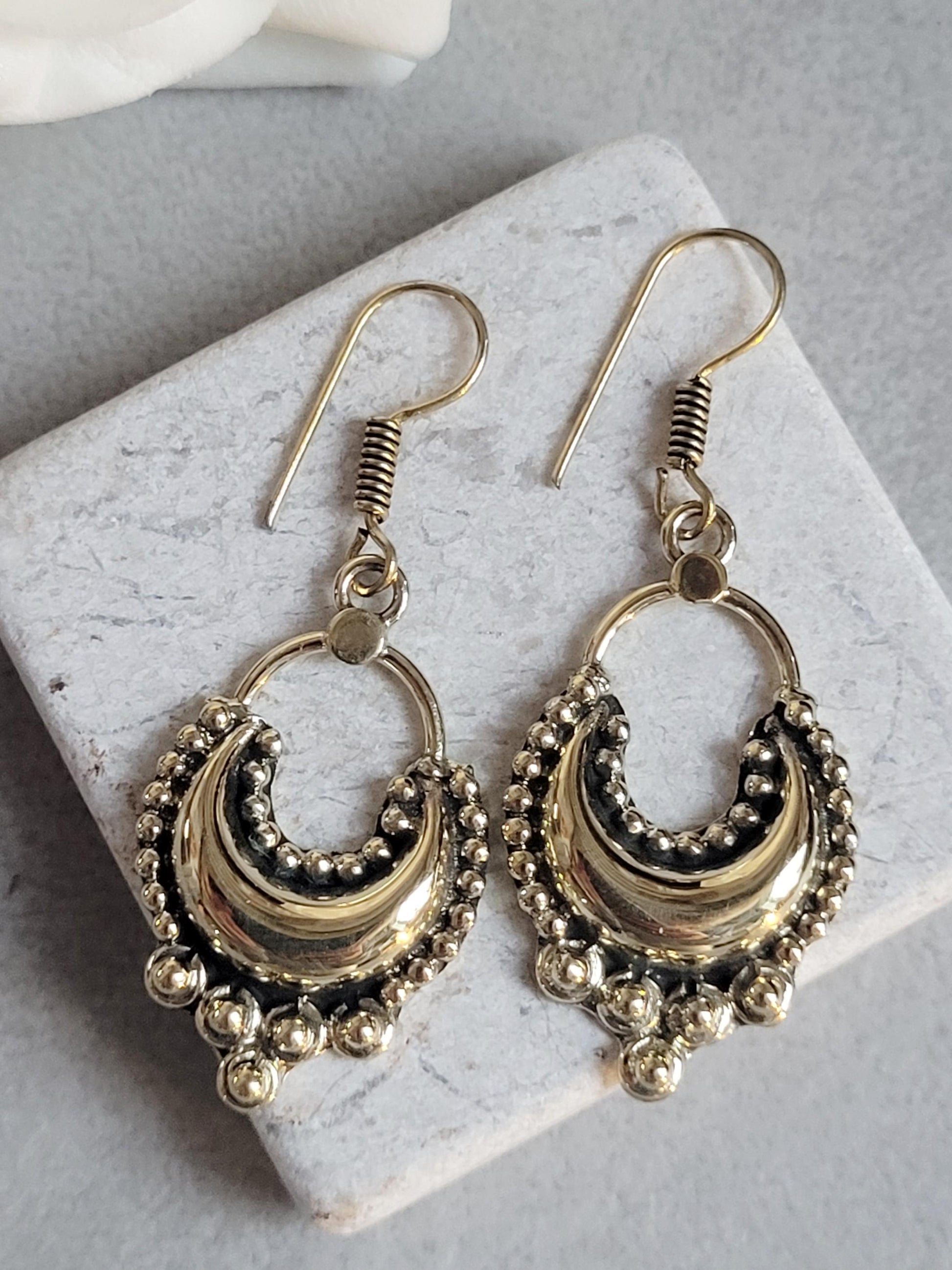 Dangle brass golden Earrings / Gift for her