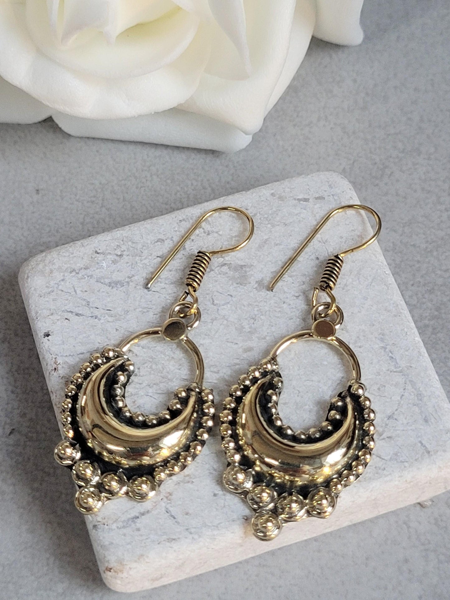 Dangle brass golden Earrings / Gift for her