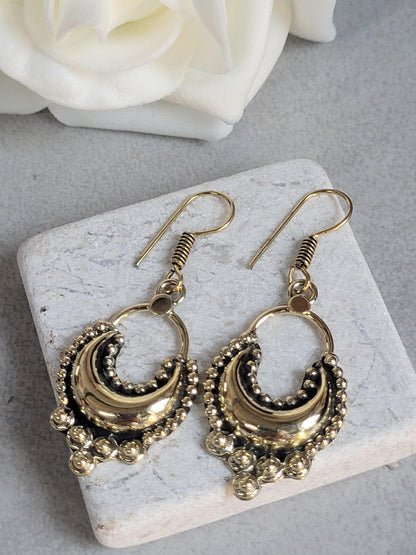 Dangle brass golden Earrings / Gift for her