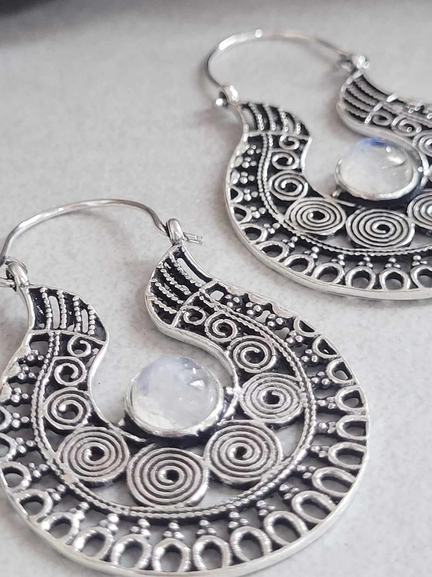 Silver detailed earrings / Bohemian jewelry / Gift for her