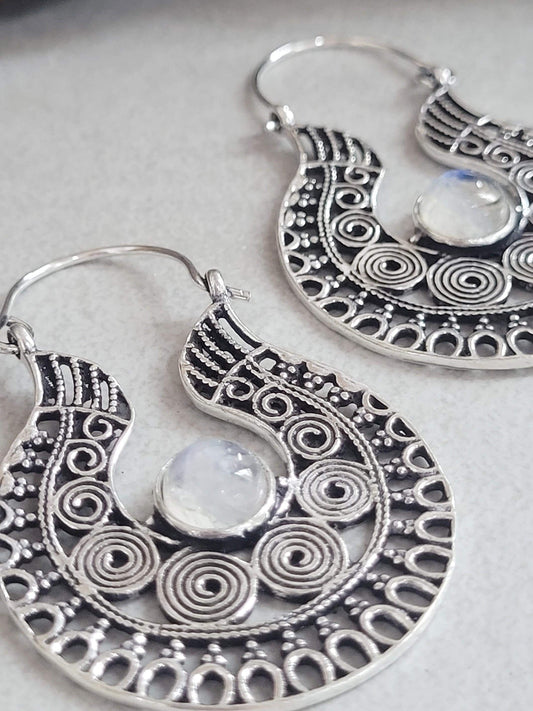 Silver detailed earrings / Bohemian jewelry / Gift for her