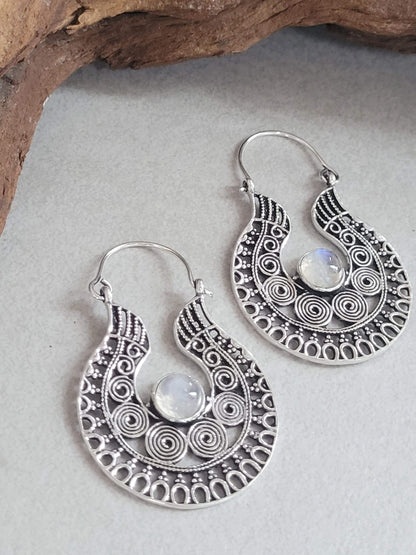 Silver detailed earrings / Bohemian jewelry / Gift for her