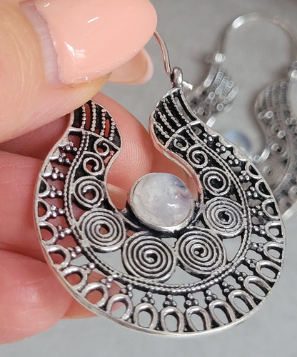 Silver detailed earrings / Bohemian jewelry / Gift for her