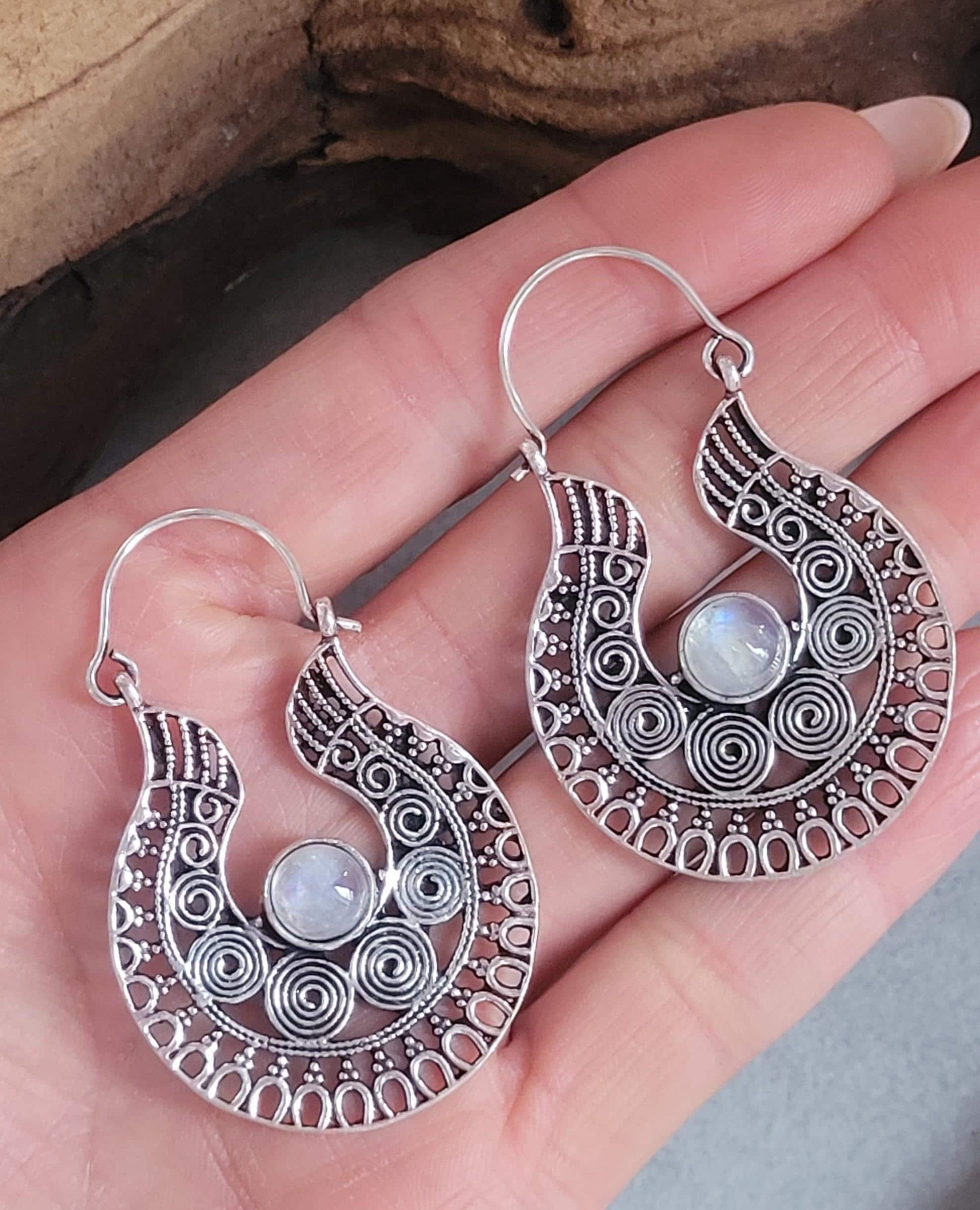 Silver detailed earrings / Bohemian jewelry / Gift for her