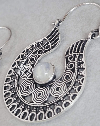 Silver detailed earrings / Bohemian jewelry / Gift for her
