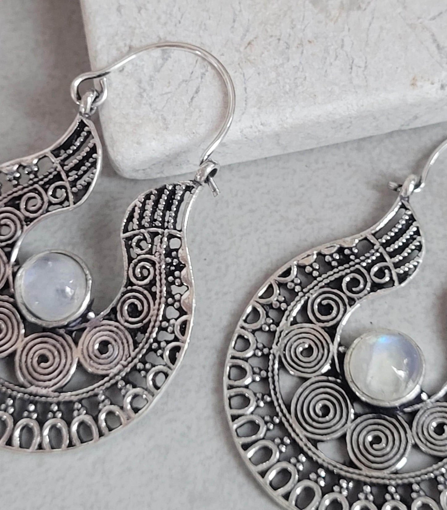 Silver detailed earrings / Bohemian jewelry / Gift for her