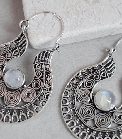 Silver detailed earrings / Bohemian jewelry / Gift for her