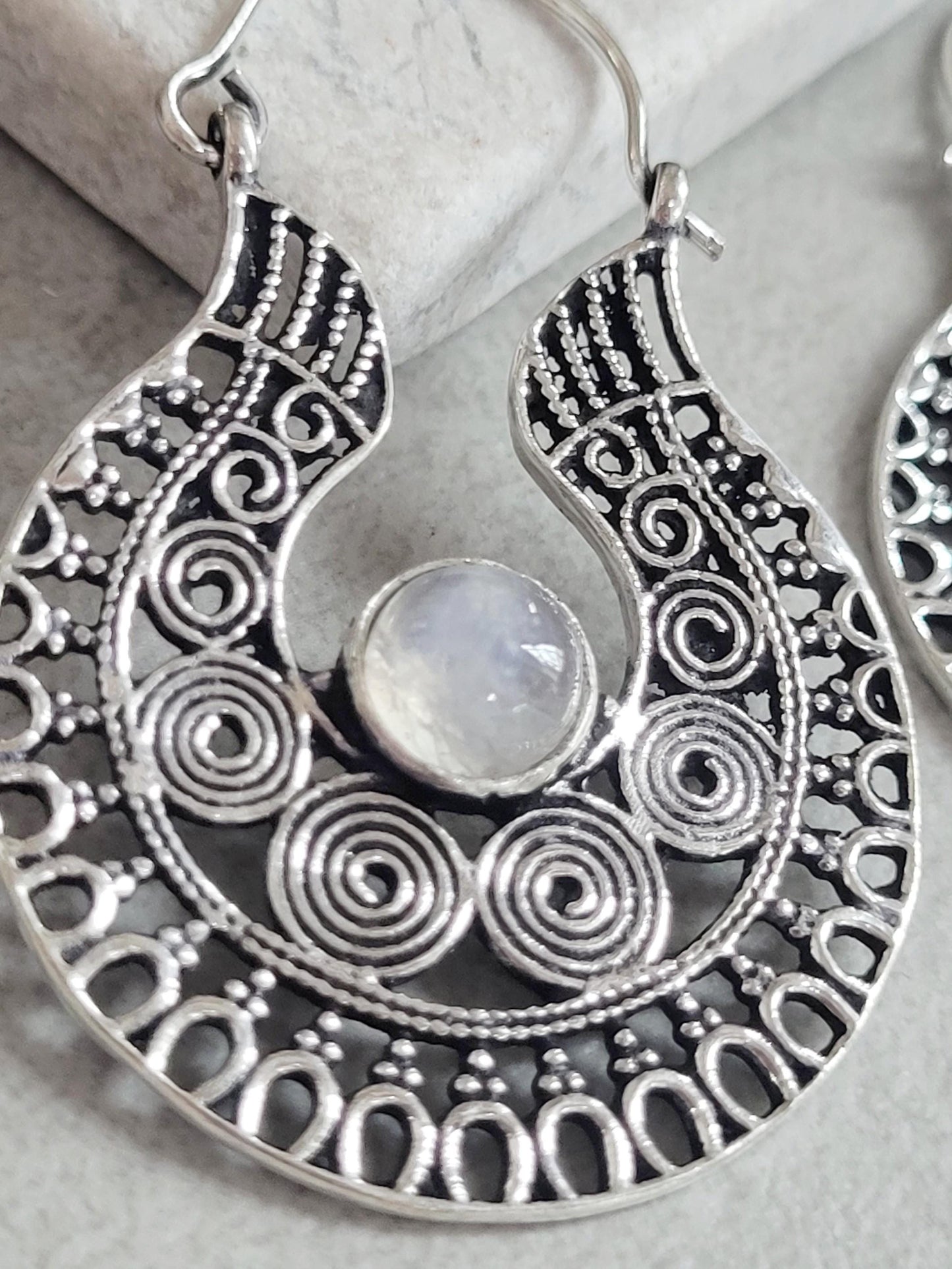 Silver detailed earrings / Bohemian jewelry / Gift for her