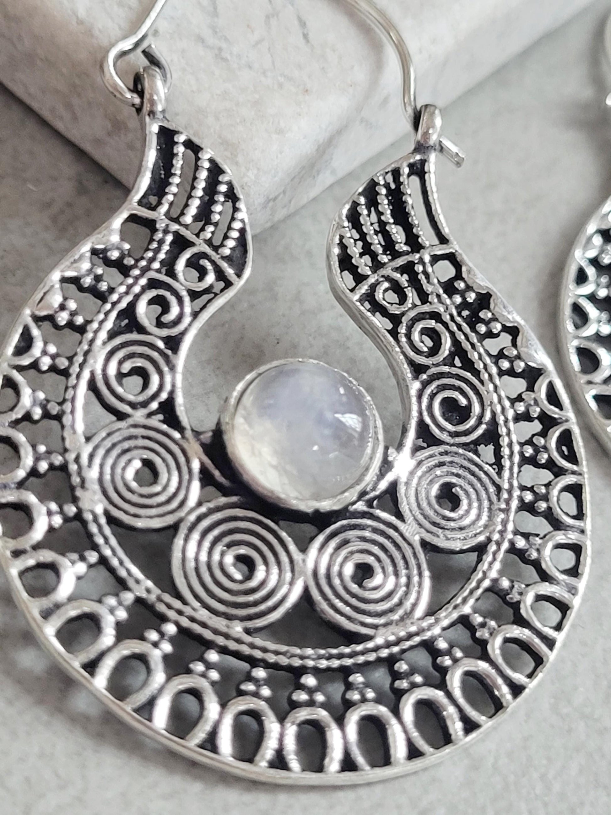 Silver detailed earrings / Bohemian jewelry / Gift for her