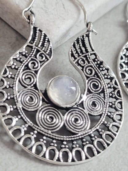Silver detailed earrings / Bohemian jewelry / Gift for her