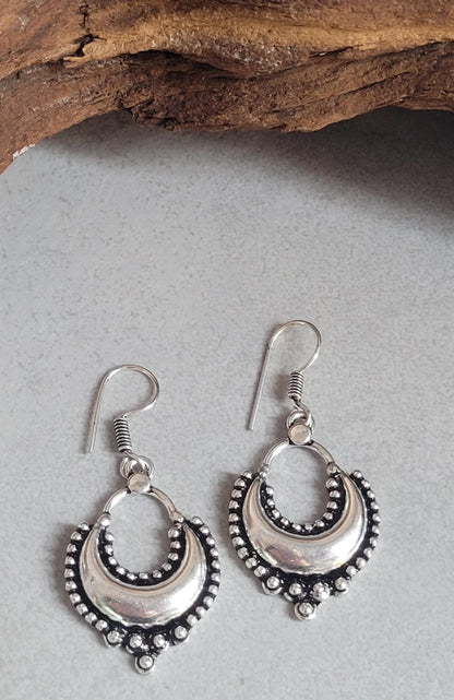 Dangle silver earrings / Bohemian gift for her / Silver plated earrings