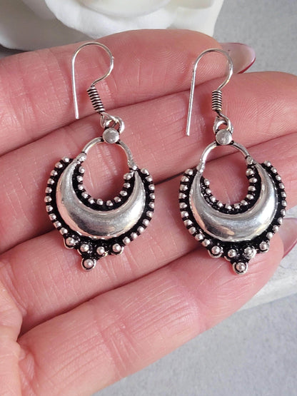 Dangle silver earrings / Bohemian gift for her / Silver plated earrings