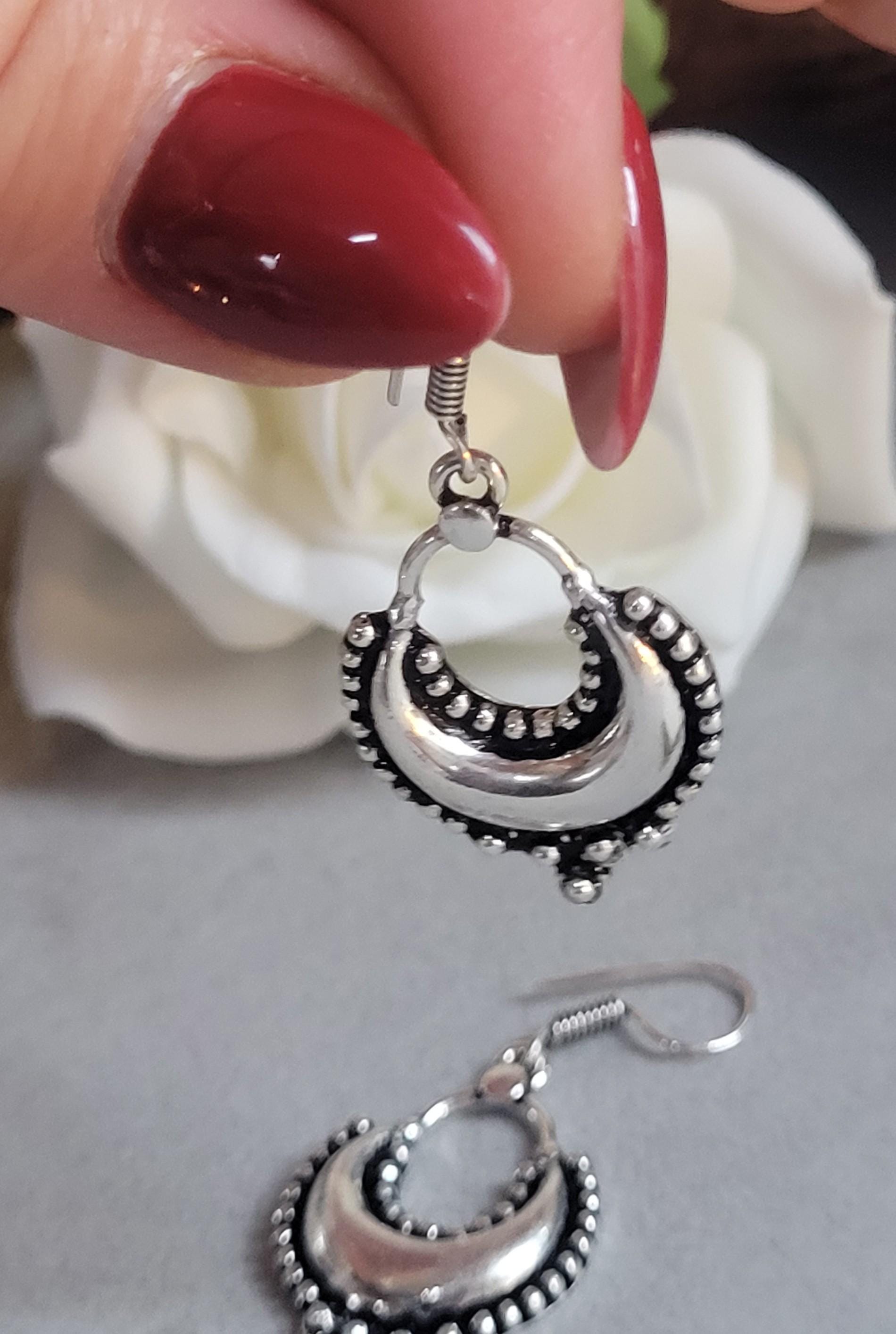 Dangle silver earrings / Bohemian gift for her / Silver plated earrings