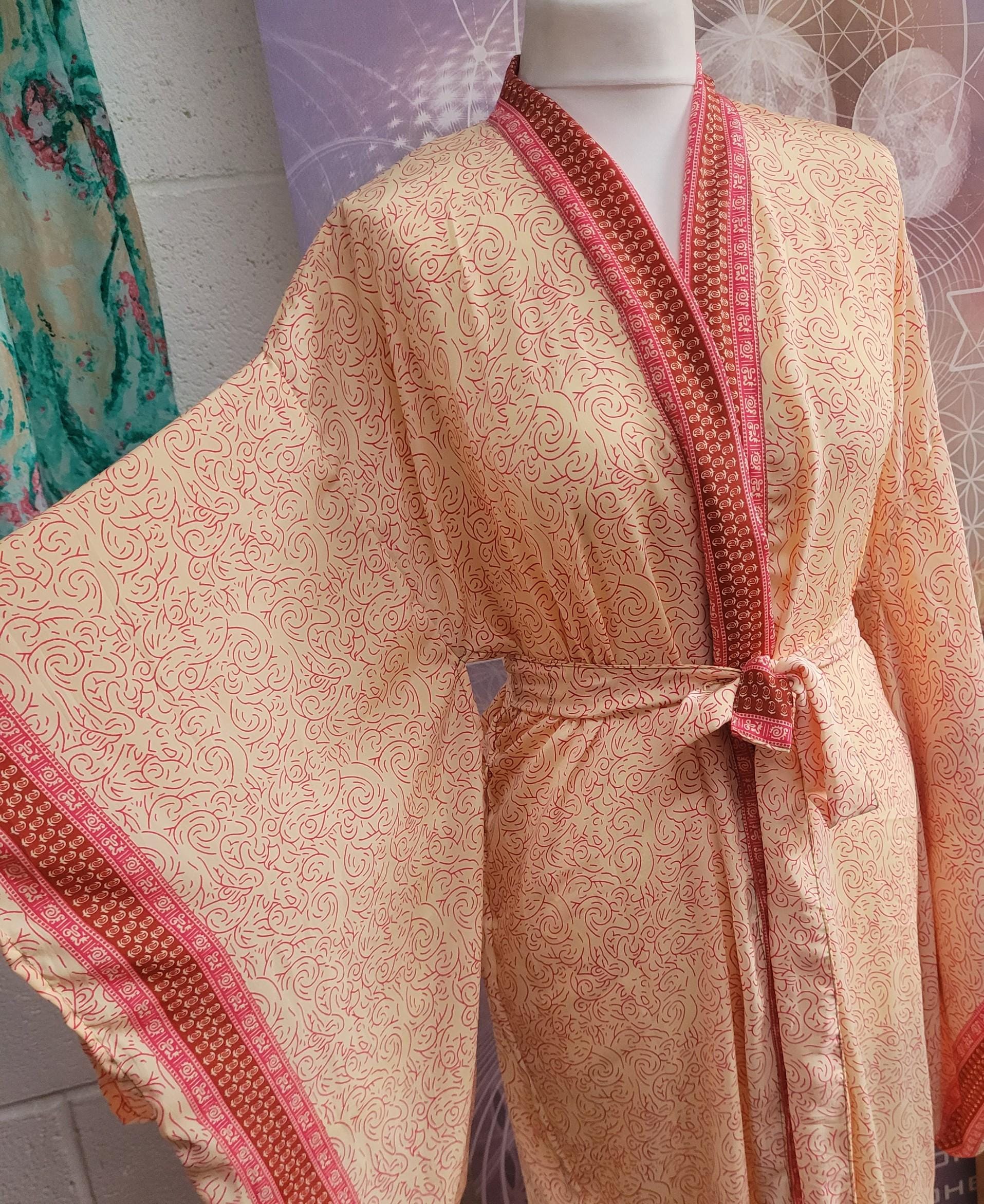 Handmade Bamboo Silk Kimono Robe: Bohemian Bridal Gift