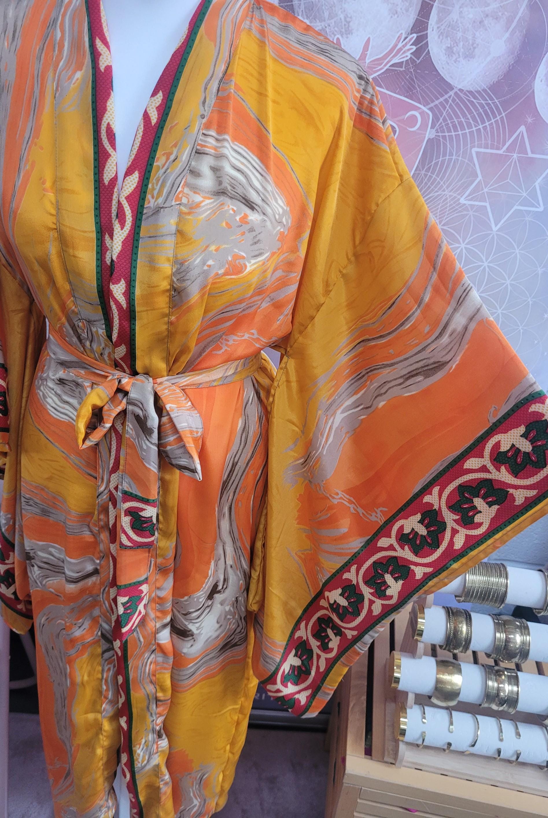 Handmade Bamboo Silk Kimono Robe: Bohemian Bridal Gift / Christmas boxed gift