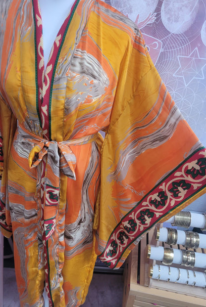 Handmade Bamboo Silk Kimono Robe: Bohemian Bridal Gift / Christmas boxed gift