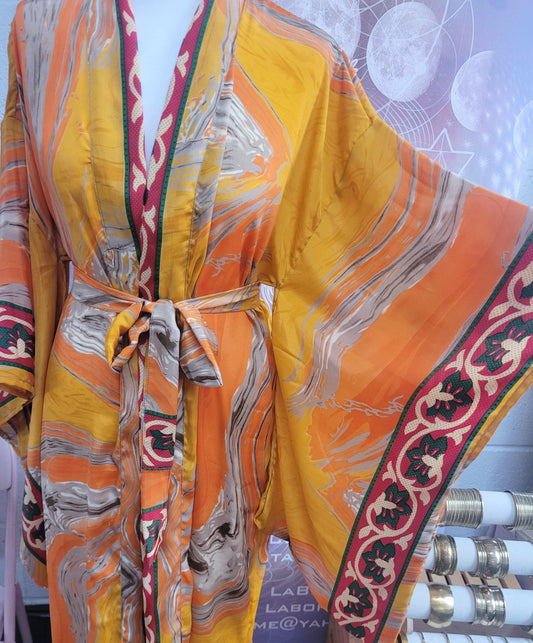 Handmade Bamboo Silk Kimono Robe: Bohemian Bridal Gift / Christmas boxed gift