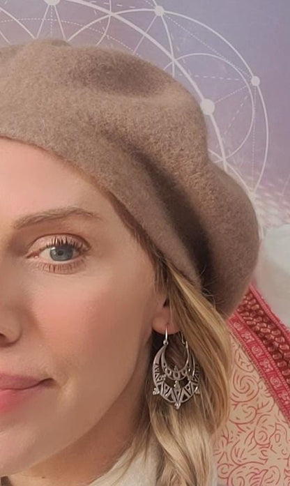 Silver detailed bohemian earrings / Silver plated earrings