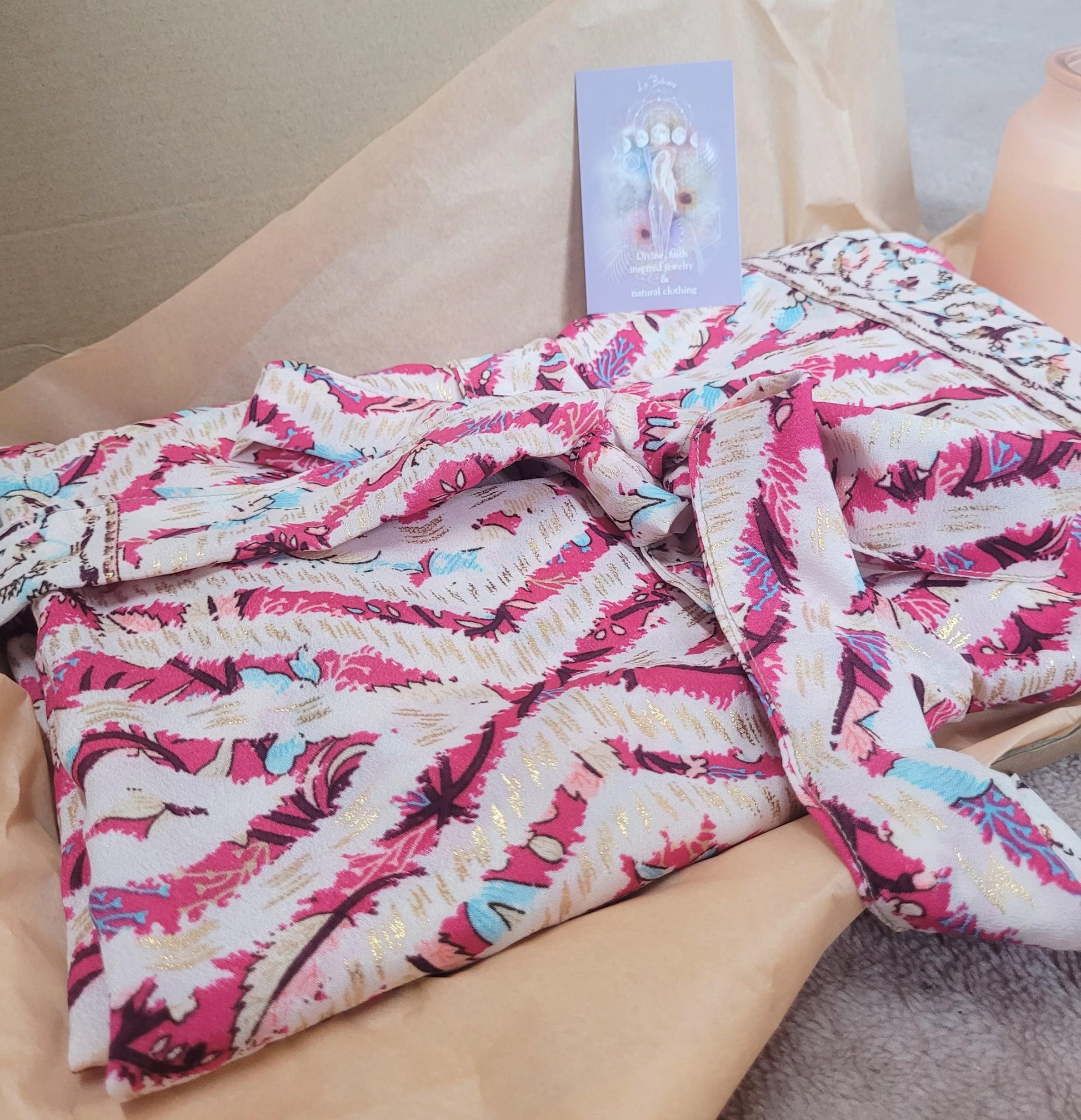 Handmade Bamboo Silk Kimono Robe: Bohemian Bridal Gift / Christmas boxed gift