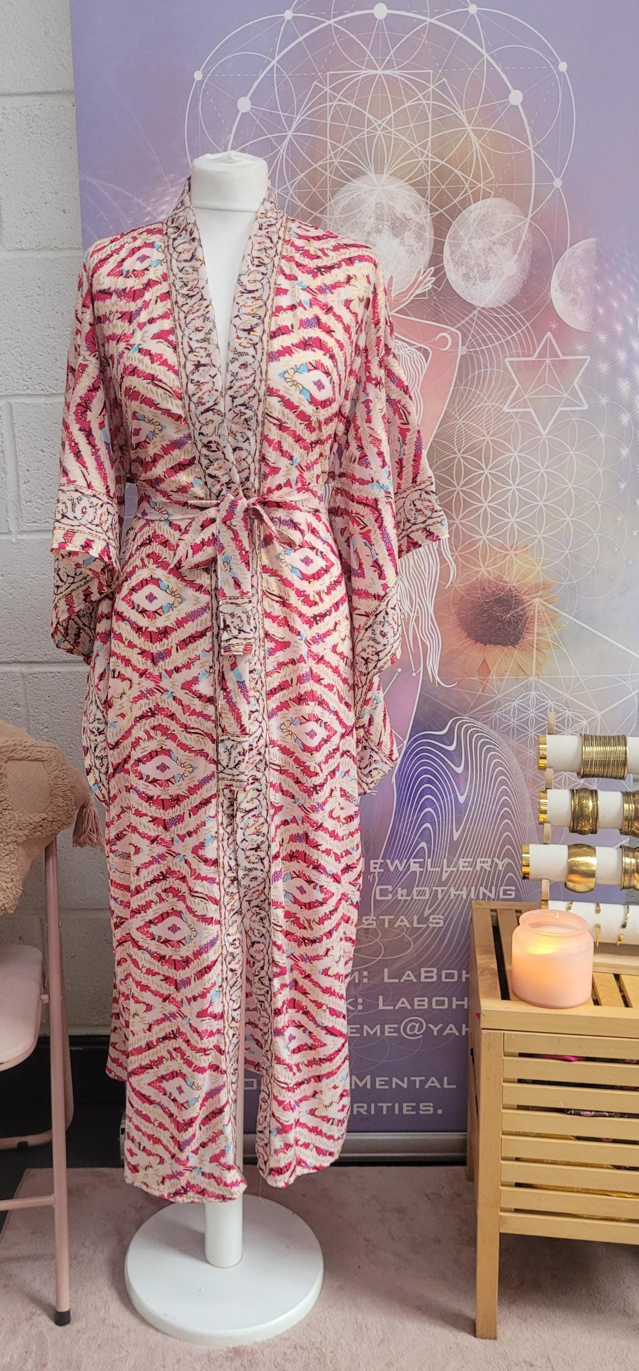Handmade Bamboo Silk Kimono Robe: Bohemian Bridal Gift / Christmas boxed gift