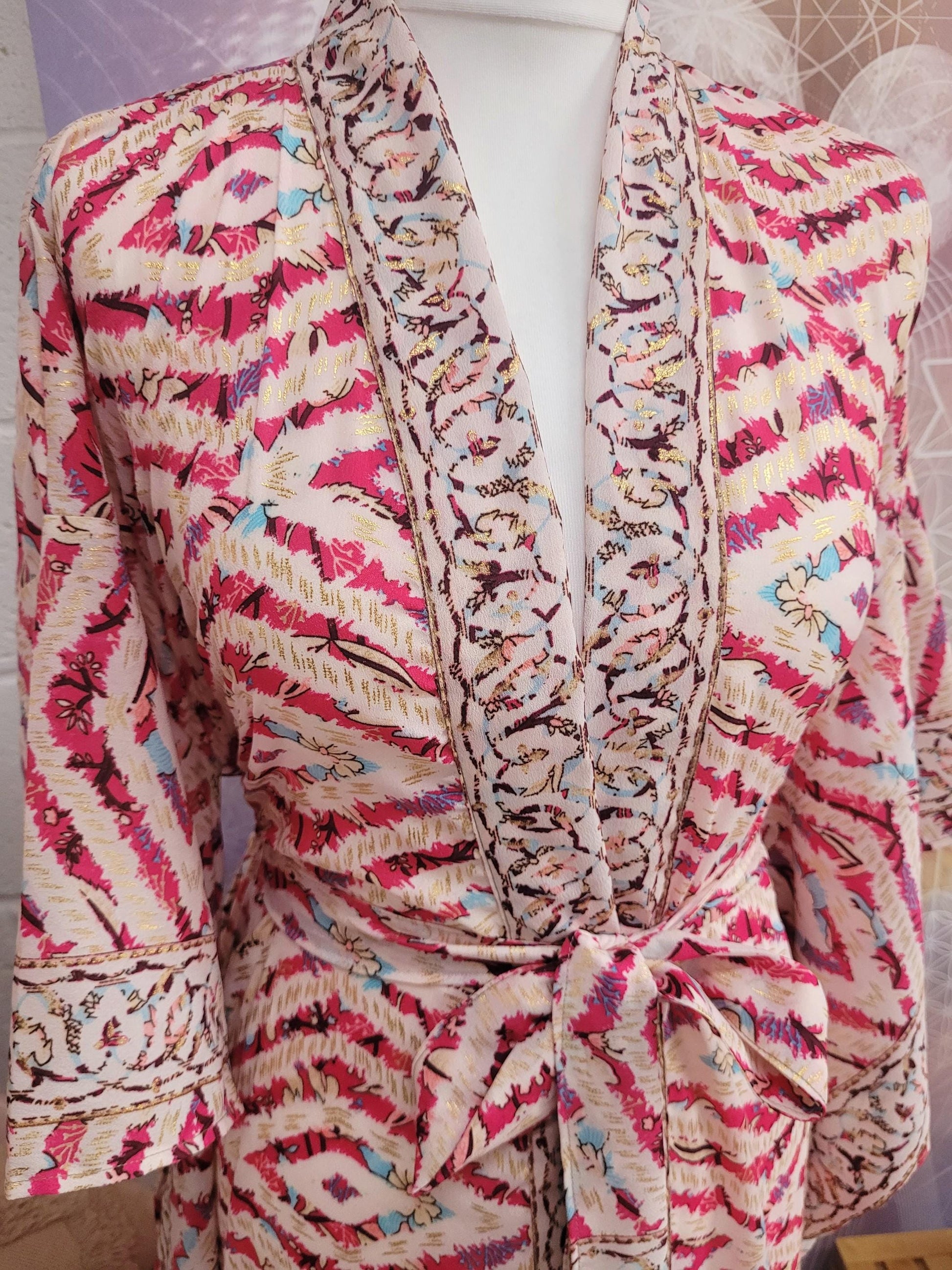 Handmade Bamboo Silk Kimono Robe: Bohemian Bridal Gift / Christmas boxed gift