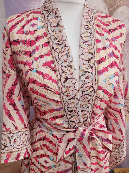 Handmade Bamboo Silk Kimono Robe: Bohemian Bridal Gift / Christmas boxed gift