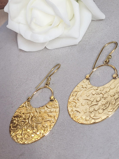 Brass floral dangle earrings: hypoallergenic earrings