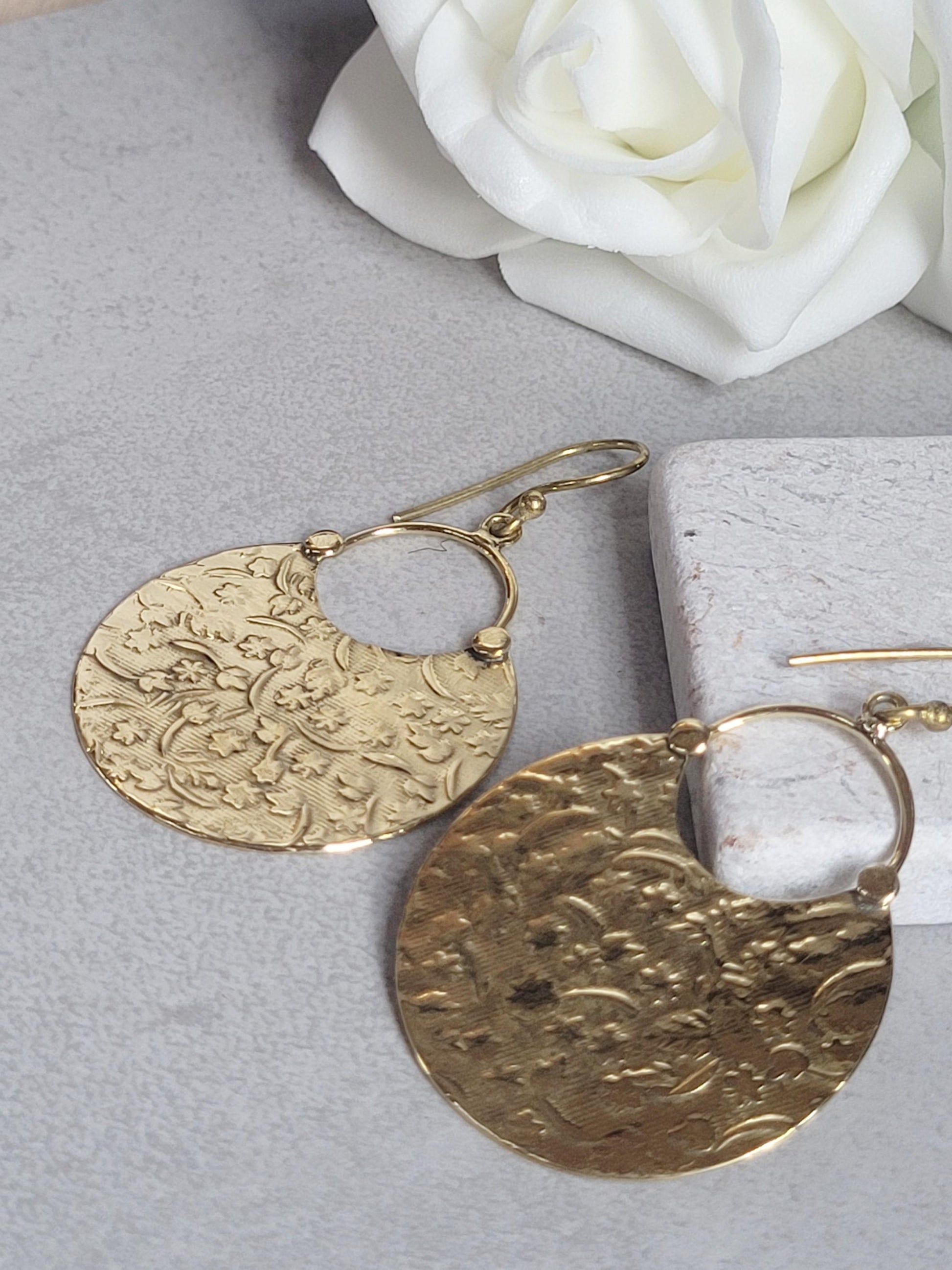 Brass floral dangle earrings: hypoallergenic earrings
