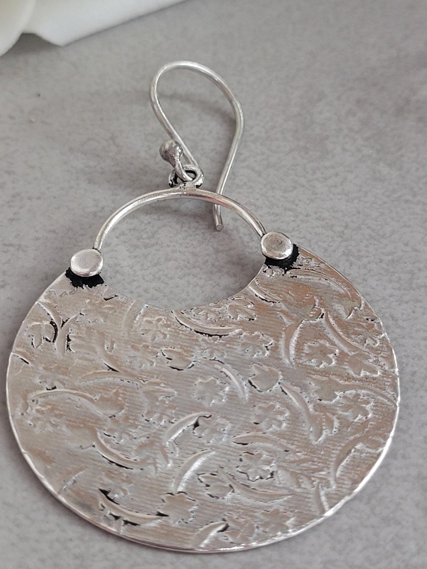 Silver floral dangle earrings: hypoallergenic earrings / Gift for her