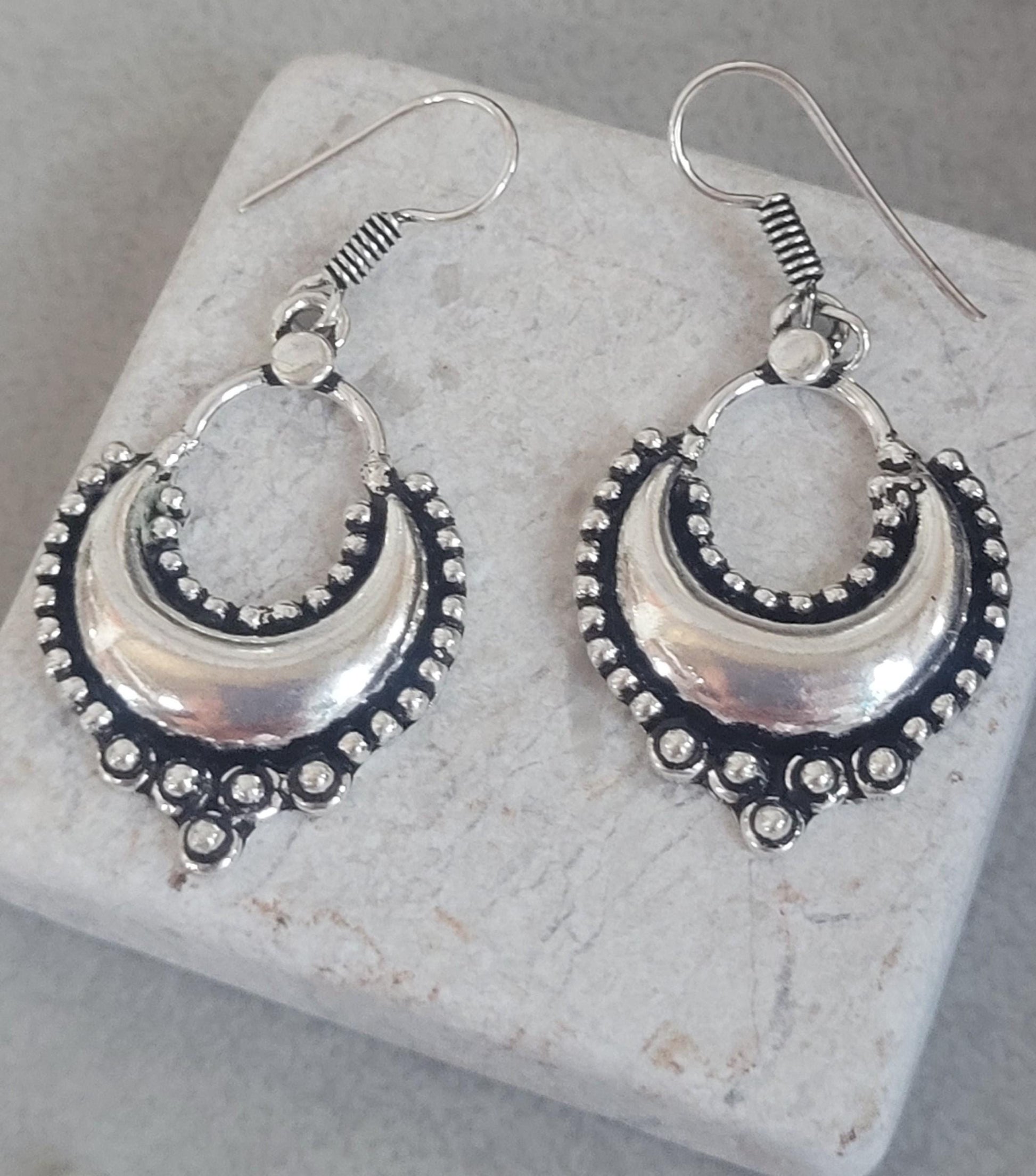 Bohemian Silver Plated Jewelry Set: Choker, Earrings, Bracelets