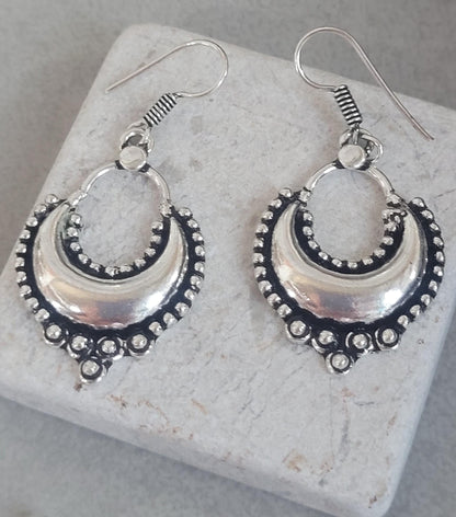 Bohemian Silver Plated Jewelry Set: Choker, Earrings, Bracelets
