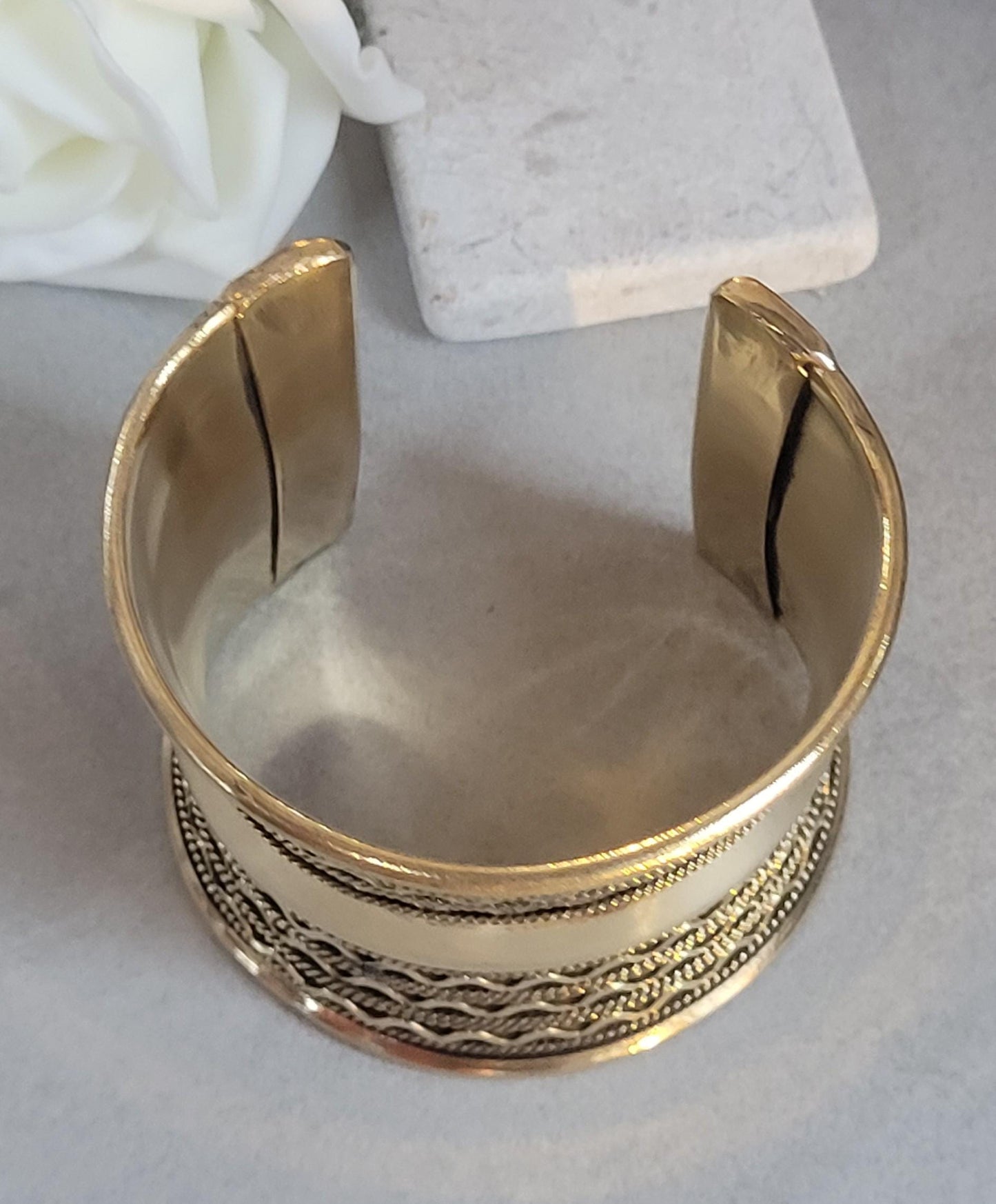 Brass Cuff Bracelet: Detailed boho ethnic style jewelry / Hypoallergenic jewelry/ Christmas gift