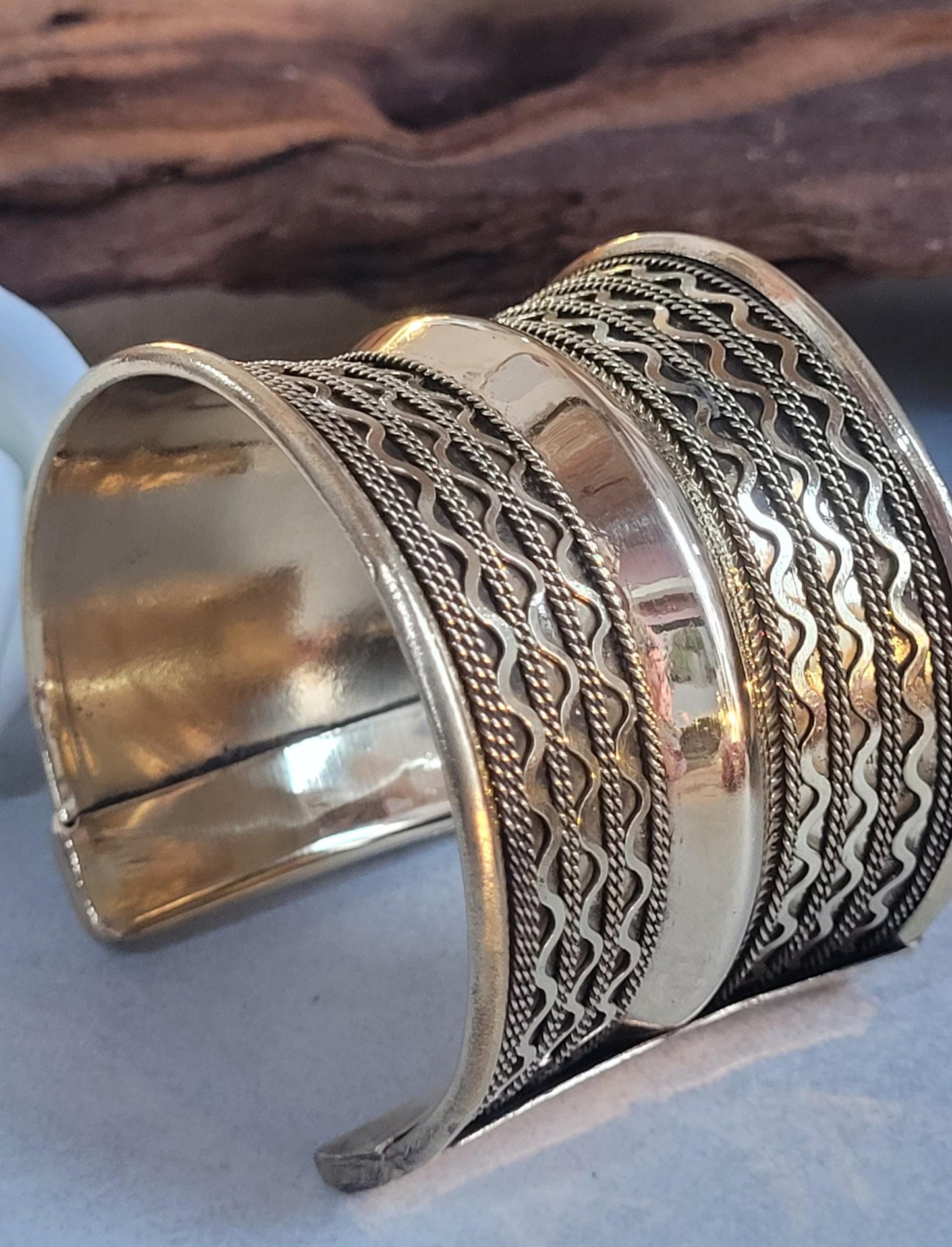 Brass Cuff Bracelet: Detailed boho ethnic style jewelry / Hypoallergenic jewelry/ Christmas gift