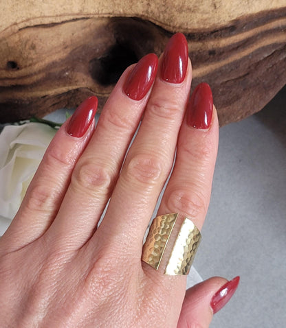 Brass hammered statement ring / Adjustable gold ring / Minimalist jewelry