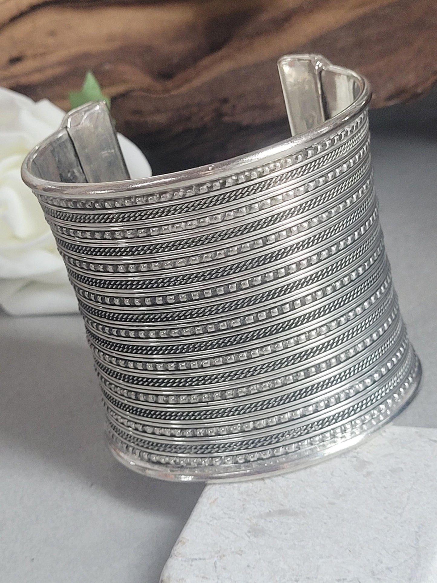 Silver detailed cuff bracelet / Cuff / Bohemian / Boho / Statement / Unique / Tribal