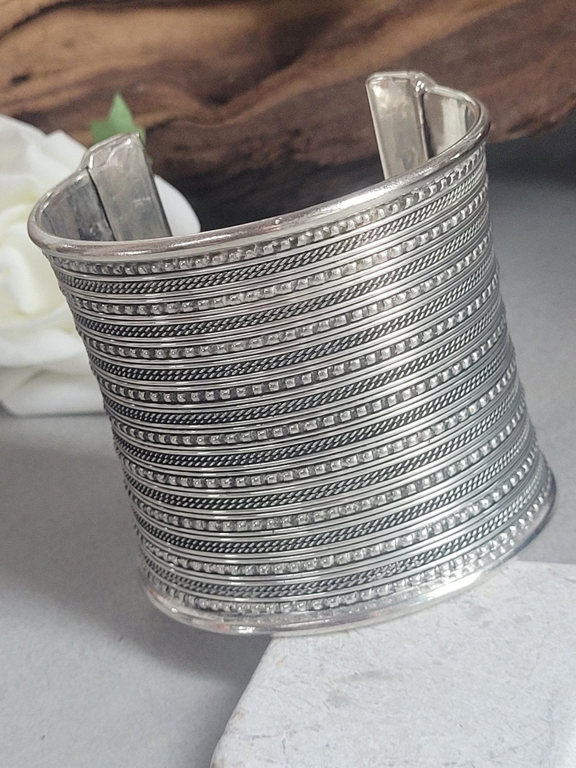 Silver detailed cuff bracelet / Cuff / Bohemian / Boho / Statement / Unique / Tribal