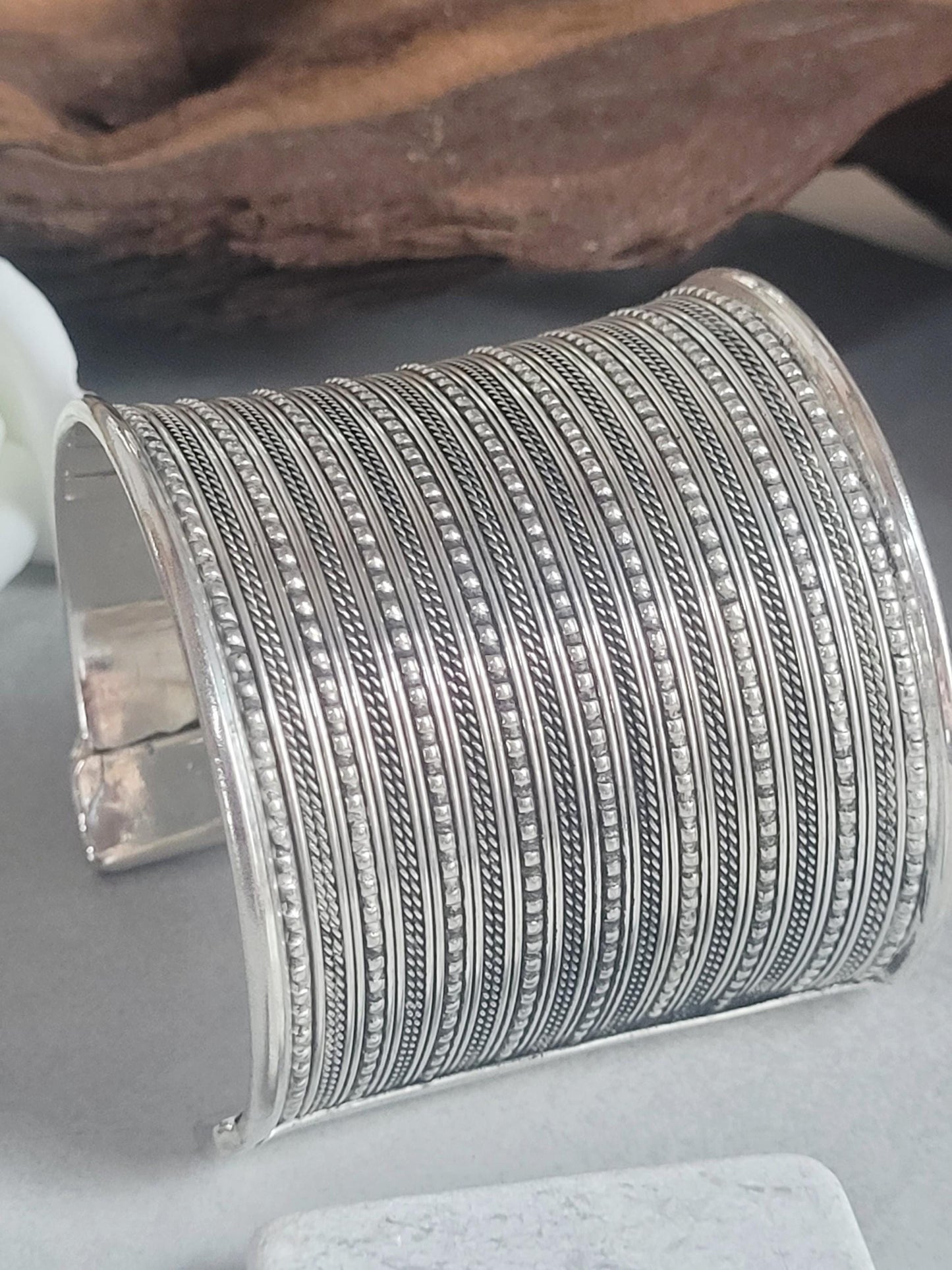 Silver detailed cuff bracelet / Cuff / Bohemian / Boho / Statement / Unique / Tribal