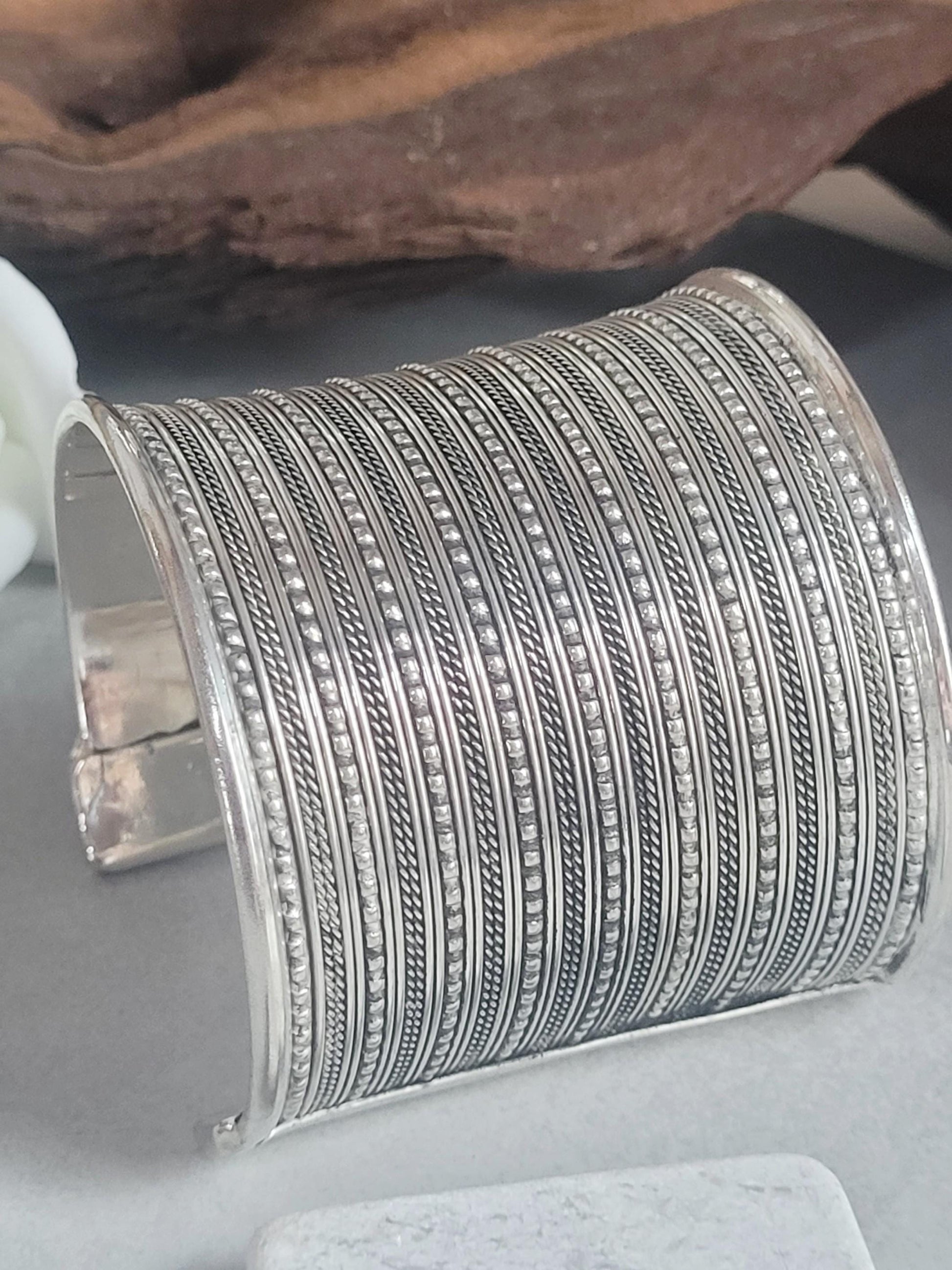 Silver detailed cuff bracelet / Cuff / Bohemian / Boho / Statement / Unique / Tribal