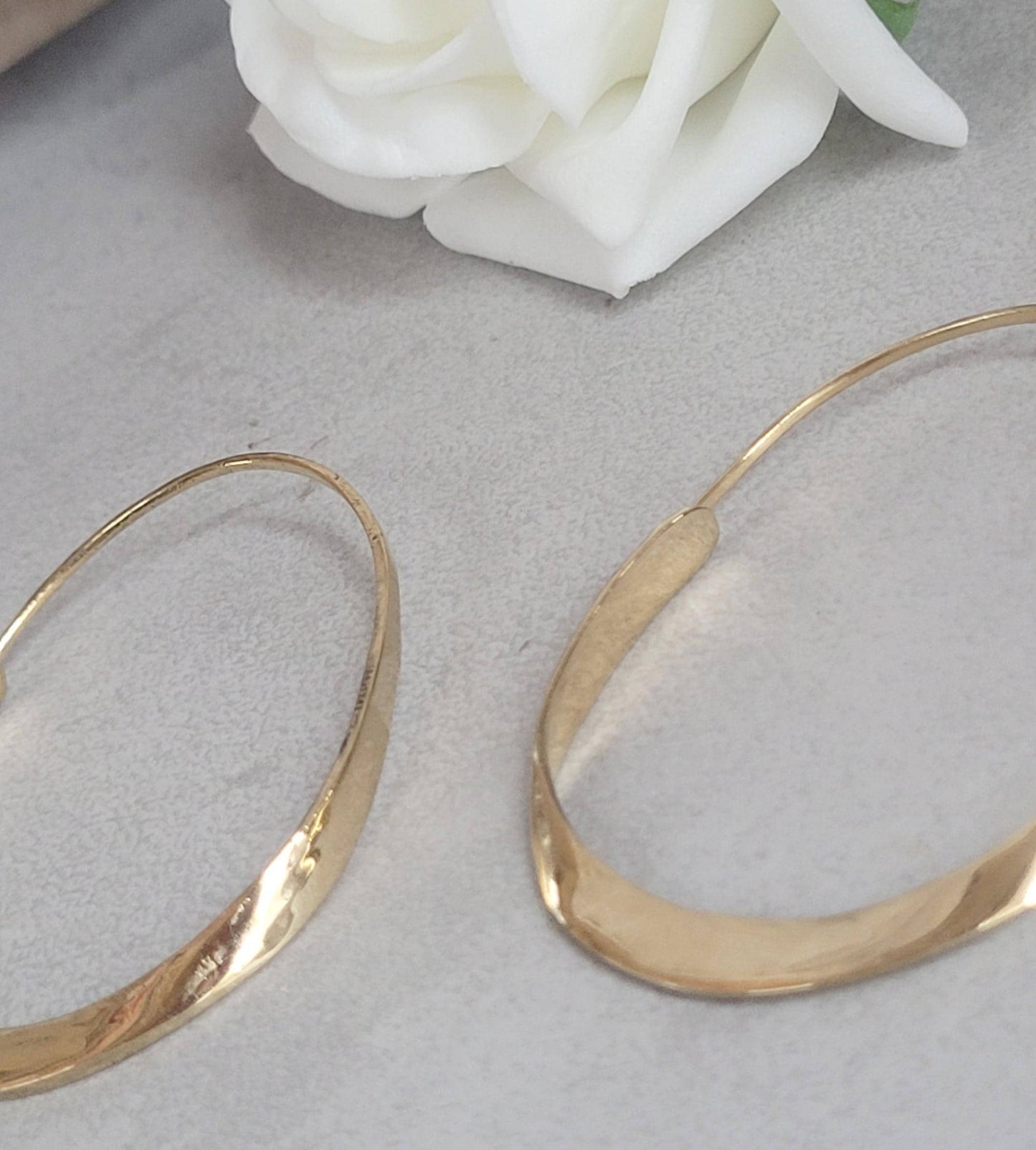 Hammered brass hoop earrings / Simple hoops / Golden jewelry / Gift for her