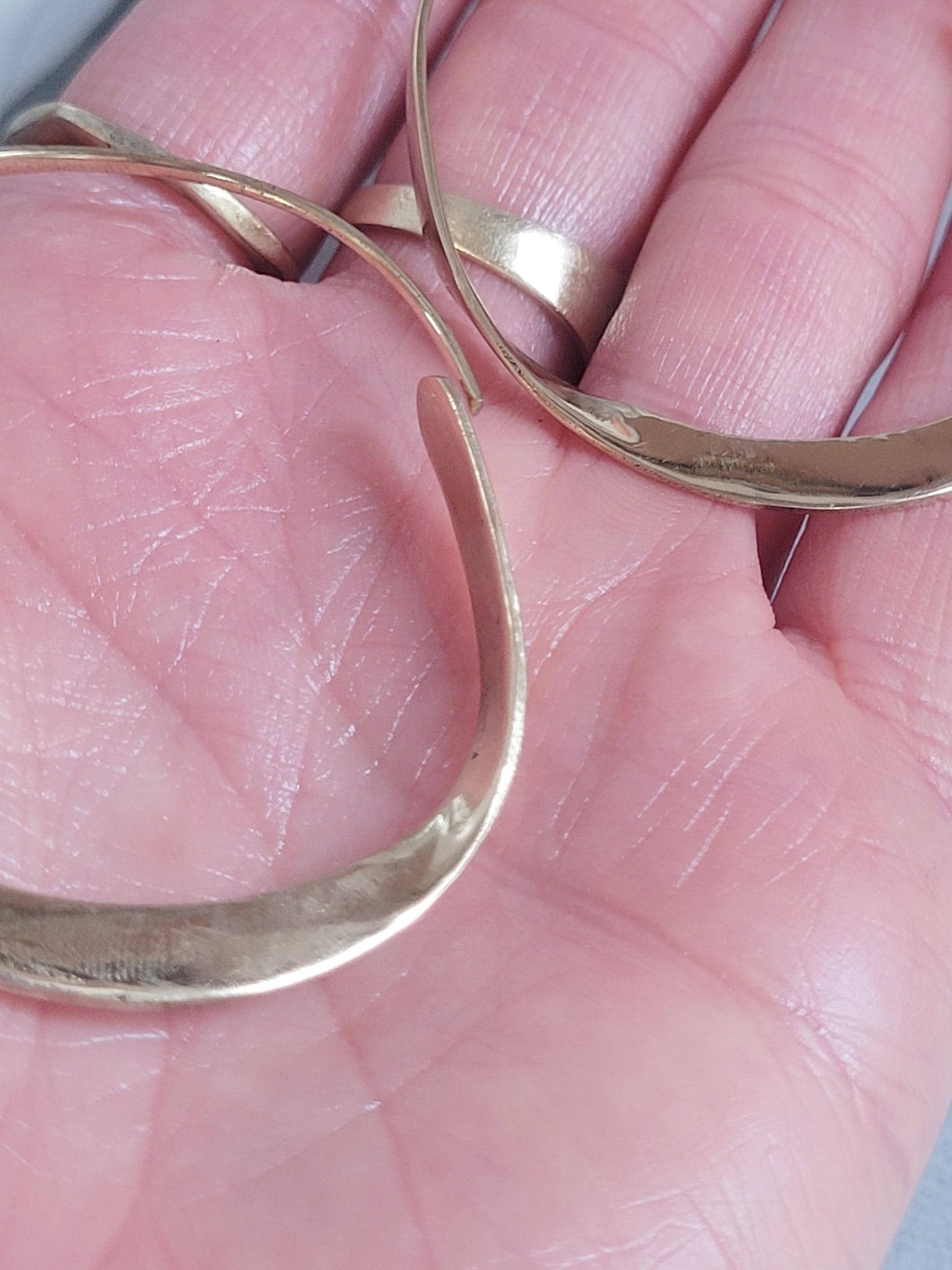 Hammered brass hoop earrings / Simple hoops / Golden jewelry / Gift for her