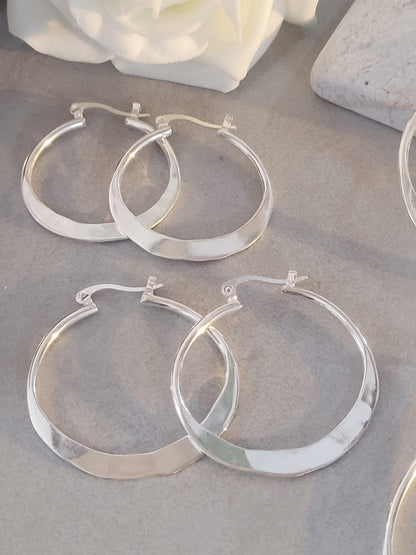 Silver hammered hoops / Hoop earrings / Small hoops / Large hoops / Unique / Free shipping