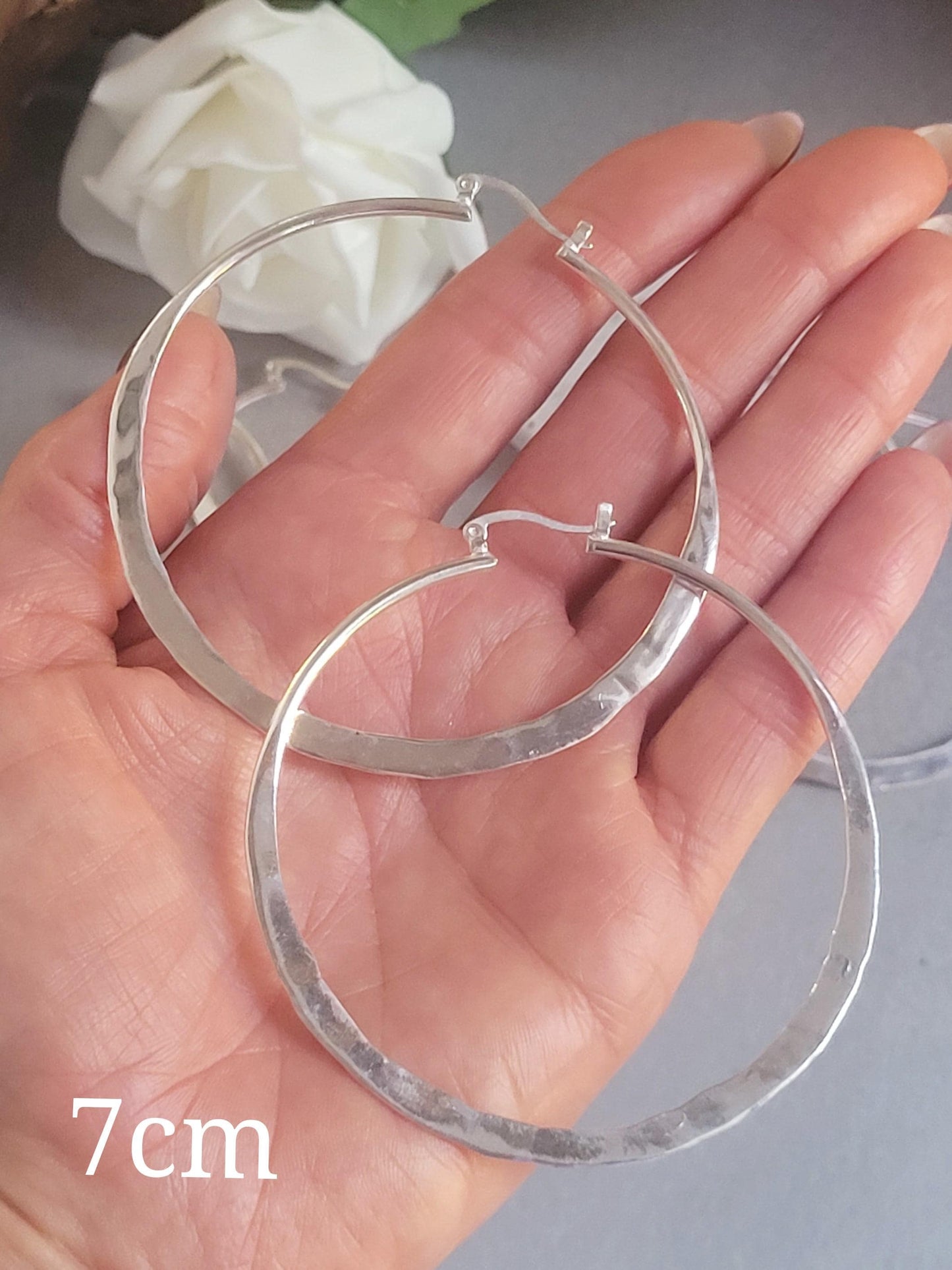 Silver hammered hoops / Hoop earrings / Small hoops / Large hoops / Unique / Free shipping