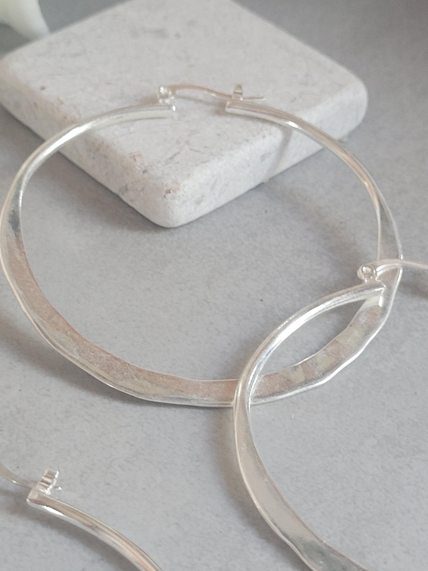 Silver hammered hoops / Hoop earrings / Small hoops / Large hoops / Unique / Free shipping