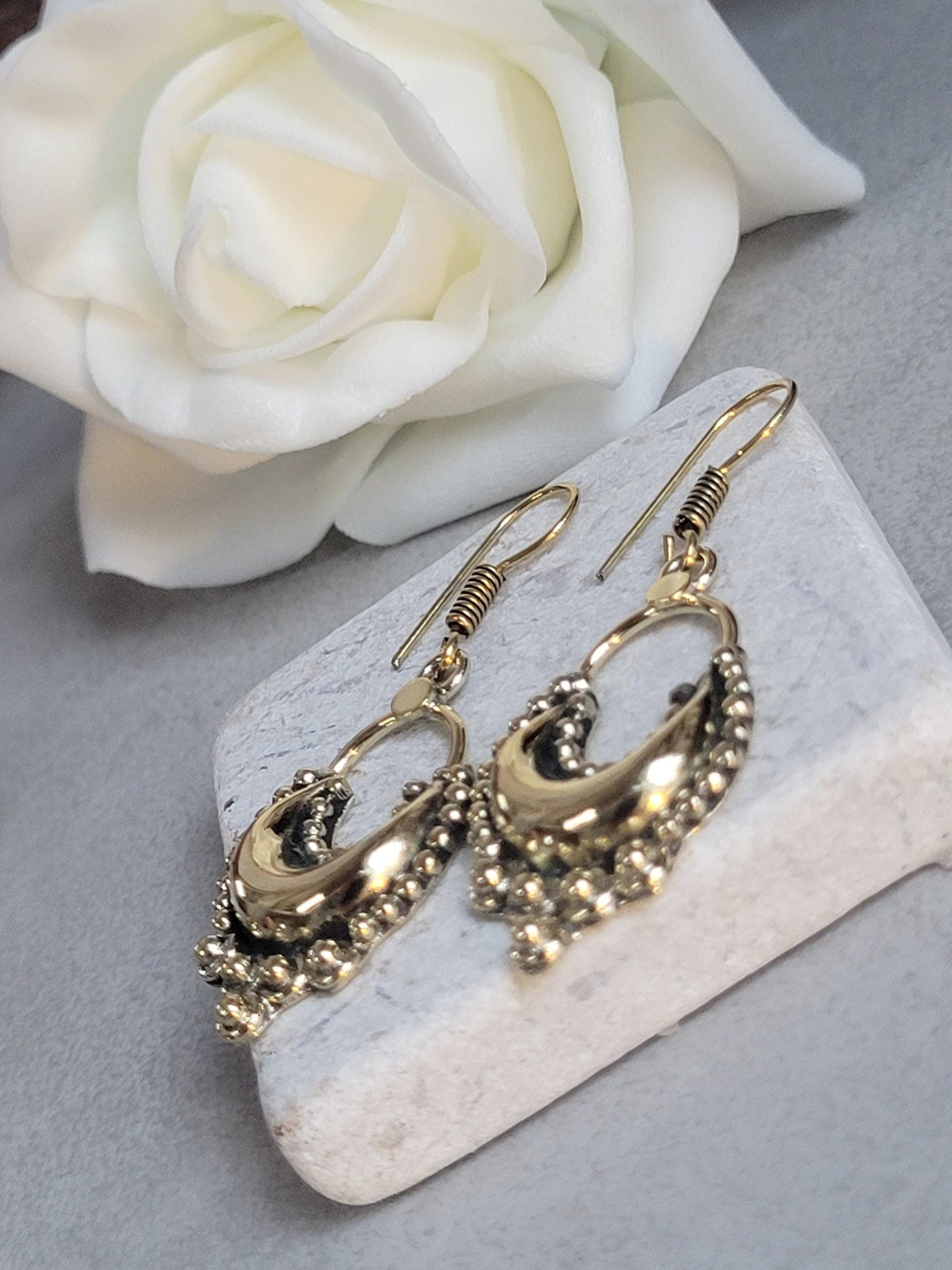 Dangle brass golden Earrings / Gift for her