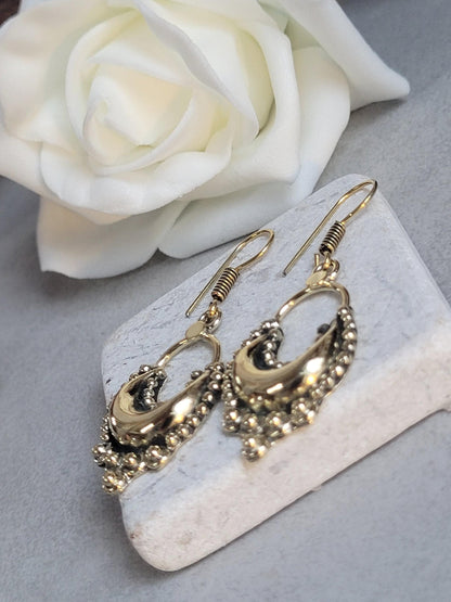Dangle brass golden Earrings / Gift for her